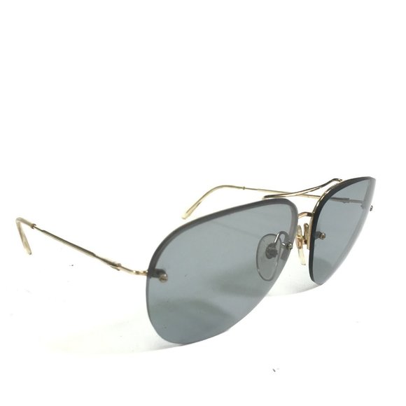 Vintage Aviators Sunglasses Gold Wire Frames with Blue Lenses Oversize Italy - Picture 2 of 8